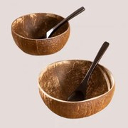 Conjunto De 2 Tijelas De Côco E 2 Colheres Island Natural - Sklum