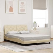 Estrutura de cama sem colchão 120x200 cm tecido cor creme