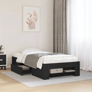 vidaXL Estrutura de cama 75x190 cm derivados de madeira preto