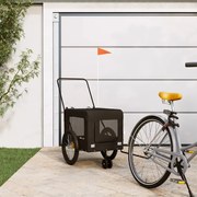 vidaXL Reboque bicicleta p/ animais tecido oxford/ferro preto
