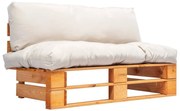 vidaXL Sofá de paletes p/ jardim c/ almofadões cor areia madeira pinho