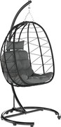 Outsunny Poltrona Suspensa Outdoor Poltrona Suspensa Cadeira Egg, resistente às intempéries, incl. almofados, 102 cm x 102 cm x 195 cm, Cinza Escuro | Aosom Portugal