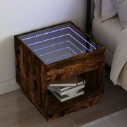 vidaXL Mesa de cabeceira c/ LED Infinity 50x50x50 cm carvalho fumado