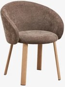 Cadeira De Jantar Estofada Nairea Madeira Natural & Chenille Castanho Café - Sklum
