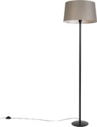 Candeeiro de pé preto com abajur de linho bege 45 cm - Simplo