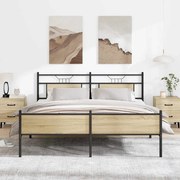 vidaXL Estrutura de cama sem colchão 180x200cm metal carvalho sonoma