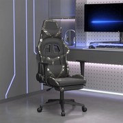 vidaXL Cadeira gaming massagens apoio pés couro artif preto/camuflagem