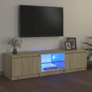 Móvel de TV Vinici com Luzes LED de 140cm - Carvalho - Design Moderno