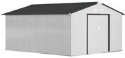 Outsunny Abrigo de Jardim Exterior para Armazenamento de Ferramentas com 4 Janelas 12,4 m² 340x386x200 cm Branco e Cinza Escuro
