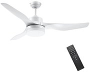 HOMCOM Ventoinha Teto 20,5W Diâmetro 132cm Controle Remoto Luz LED Ajustável 3 Níveis Lâminas Reversíveis Eficiente Branco | Aosom Portugal