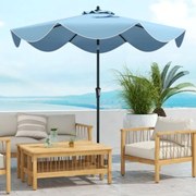 Guarda-sol de jardim de 280 cm com manivela manual para inclinar os bordos encaracolados de 2 camadas de jardim Azul
