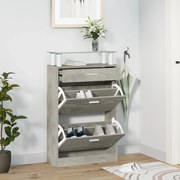 vidaXL Sapateira 63x24x104 cm derivados de madeira cinzento cimento