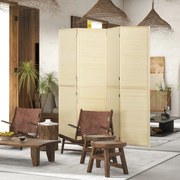 Biombo de bambu com 4 painéis, 180 x 180 cm, divisória dobrável para separar divisões - natural