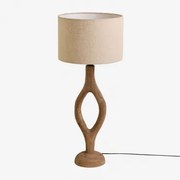 Candeeiro De Mesa Em Madeira De Manga Gracia Madeira De Manga & Areia Clara Castanho Ø30 Cm - ↑20 Cm Arlina - Sklum