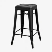 Banqueta Alta Empilhável Em Aço Lix Preto Mate & ↑65 Cm - Sklum