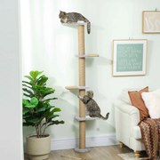 Arranhador para Gatos de Parede de 5 Níveis Estreito com Bola e Arranhadores de Sisal 48x21x180 cm Cinza Claro