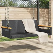 vidaXL Banco baloiço 109x62x40 cm vime PE preto
