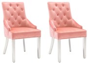 Cadeiras de jantar 2 pcs veludo rosa