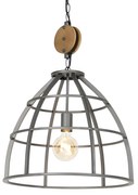 Candeeiro de suspensão industrial cinzento escuro com madeira 47 cm - Arthur Industrial
