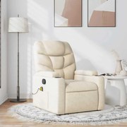 Poltrona de massagens reclinável tecido cor creme