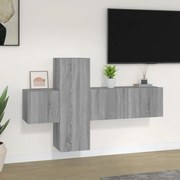 vidaXL Conjunto móveis de TV 3 pcs madeira processada sonoma cinza