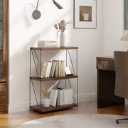 Estante multifunções de 3 níveis com estrutura metálica para arrumação doméstica Estante 61 x 85,5 cm Nogueira