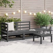 vidaXL 3 pcs conjunto lounge de jardim pinho maciço cinzento