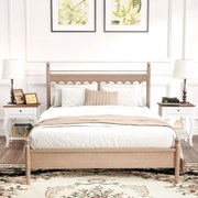 Conjunto de 2 Mesas de Cabeceira com Gaveta Estante Aberto e Bancada Efeito Carvalho Estilo Francês 45x35x55 cm Branco e Carvalho