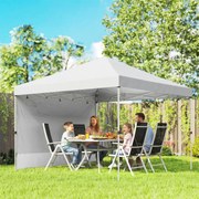 Tenda Dobrável 3x3 m Pop-up com Parede Lateral Proteção UPF50+ Empurre Central Altura Ajustável Branco