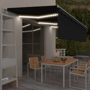 vidaXL Toldo automático c/ estore/LED/sensor de vento 6x3 m antracite