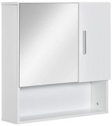 kleankin Armário Casa de Banho com Espelho Móvel Suspenso de Casa de Banho com 2 Portas e 2 Prateleiras 54x15,2x55,3cm Branco | Aosom Portugal