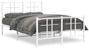 vidaXL Estrutura de cama com cabeceira e pés 120x200 cm metal branco