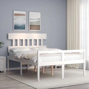 Estrutura de cama com cabeceira 140x200cm madeira maciça branco