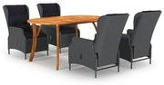 vidaXL 5 pcs conjunto de jantar para jardim cinzento-escuro