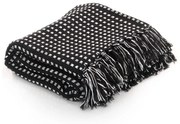 vidaXL Manta em algodão aos quadrados 125x150 cm preto