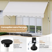 Toldo externo ajustável sem perfuração com manivela, toldo e jardim 400 x 210-300 cm preto
