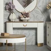 MESA CONSOLA TOLOSA 121X40X78 CM BRANCO, CASTANHO E DOURADO