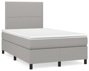 vidaXL Cama box spring c/ colchão e LED 120x190 cm tecido cinza-claro