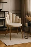 Cadeira Hand Gold Veludo - Beige