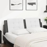 vidaXL Almofadão de cabeceira 160 cm couro artificial branco e preto