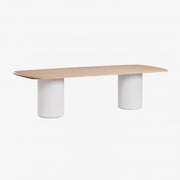 Rectangular Dining Table 270x110 Cm In Acacia Wood Leighton Marrom Acácia Claro & Branco - Sklum
