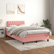vidaXL Cama boxspring com colchão 120x200 cm veludo rosa