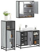 vidaXL 3 pcs Conjunto móveis casa de banho madeira proc. cinza sonoma