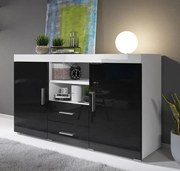 Aparador Manvy de 140cm - Preto/Branco - Design Moderno