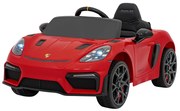 Carro elétrico para Crianças 12V Porsche Spyder RS 718 com Rodas Espuma EVA, assento couro ecológico Carga até 30 kg Pintado Vermelho