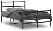 Estrutura de cama com cabeceira e pés 120x200 cm metal preto