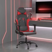 vidaXL Cadeira gaming couro artificial preto e vermelho