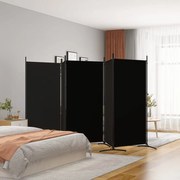 vidaXL Divisória de quarto com 5 painéis 433x180 cm tecido preto