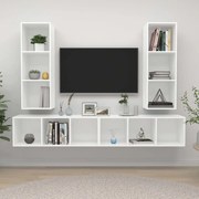 Armários de parede para TV 4 pcs contraplacado branco