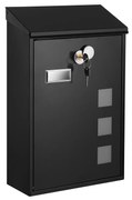 Caixa de correio de parede com visor e placa de identificação | SONGMICS | 25.5 x 11.5 x 39.5 cm | preto | GMB031B02.